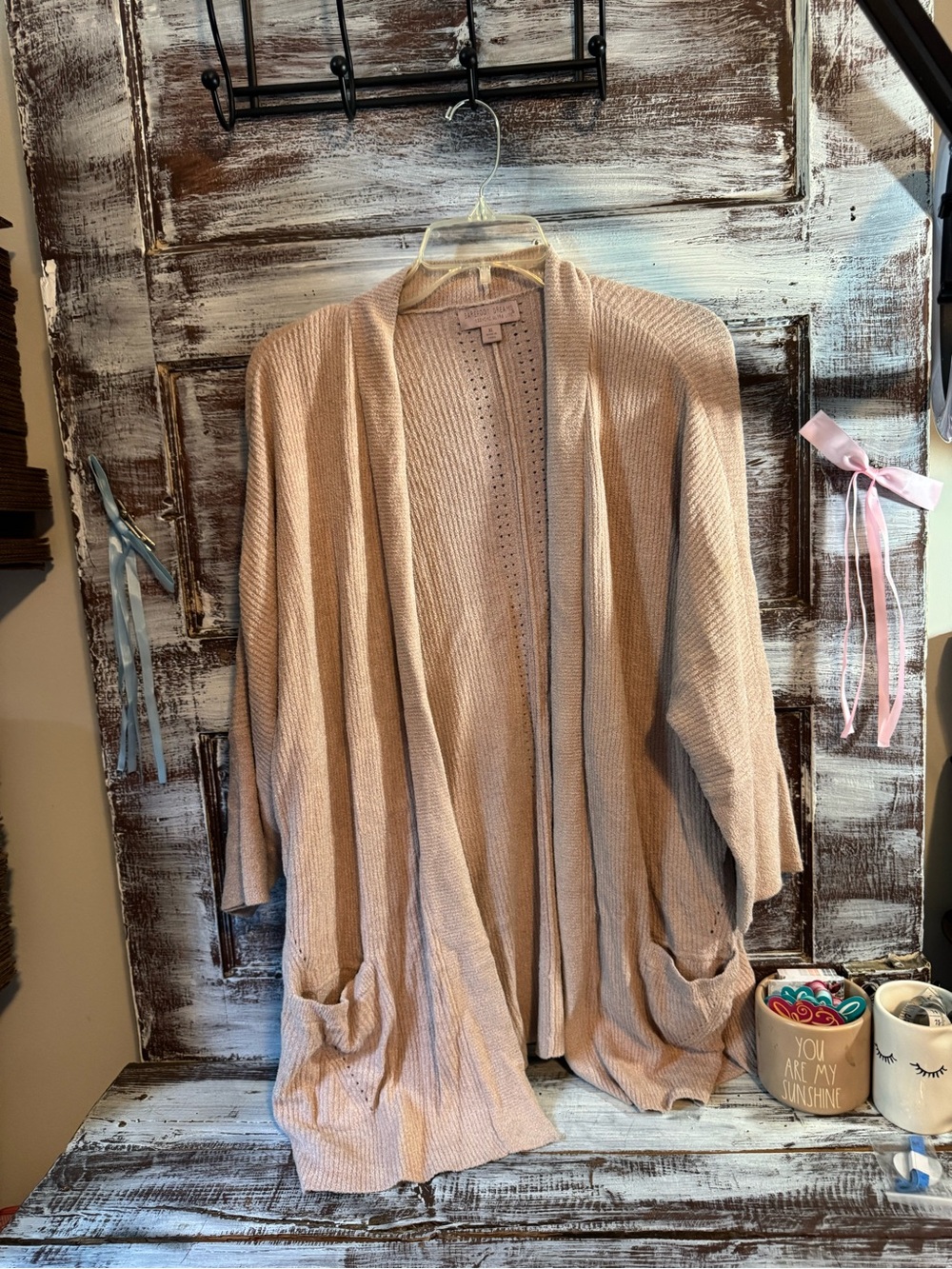 Barefoot Dreams Open-Front Cardigan Sweater in Cream